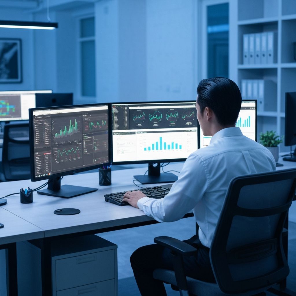 IT professional working at workstation